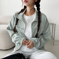 ワンラインカジュアルジップアップジャンパー グリーン