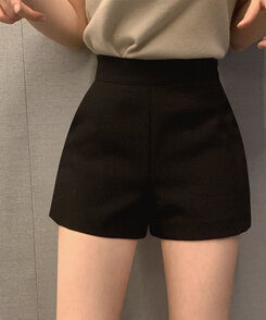 ハイウエストショートパンツスラックス ブラック