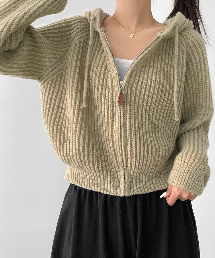 デイリージップアップクロップニットパーカー6色｜ジャンパー