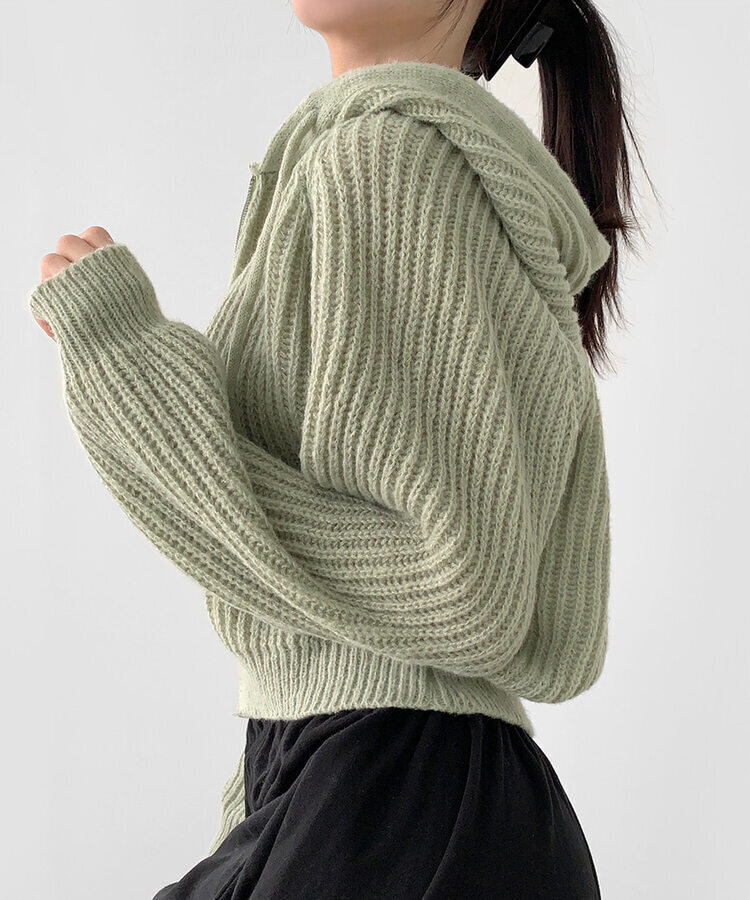 デイリージップアップクロップニットパーカー6色｜ジャンパー