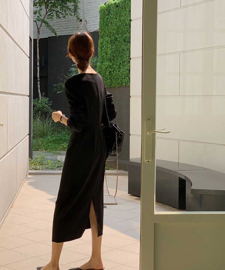 フォーマルボートネックロングワンピース｜ロングワンピース｜韓国