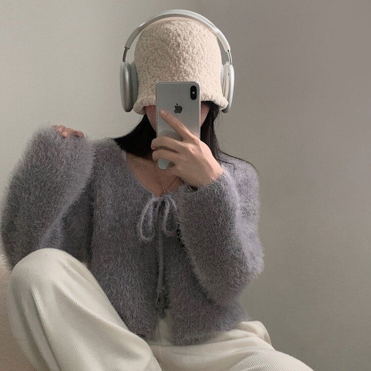 アンゴラリボンボレロカーディガン グレー