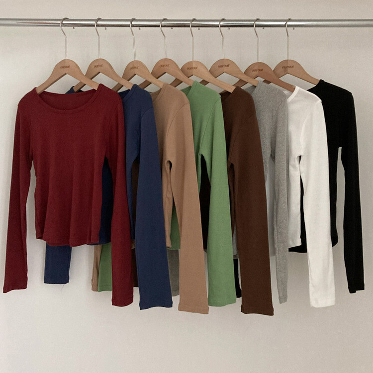 기장감좋은 투썸 밑단 굴림 긴팔 티셔츠