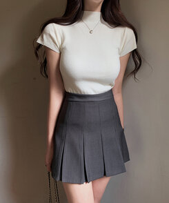 ストライプハーフボックスプリーツミニスカート｜ミニスカート