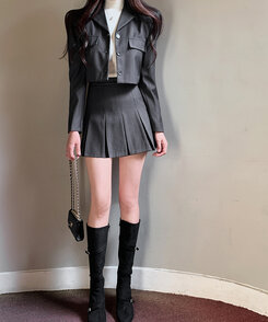 ストライプハーフボックスプリーツミニスカート｜ミニスカート