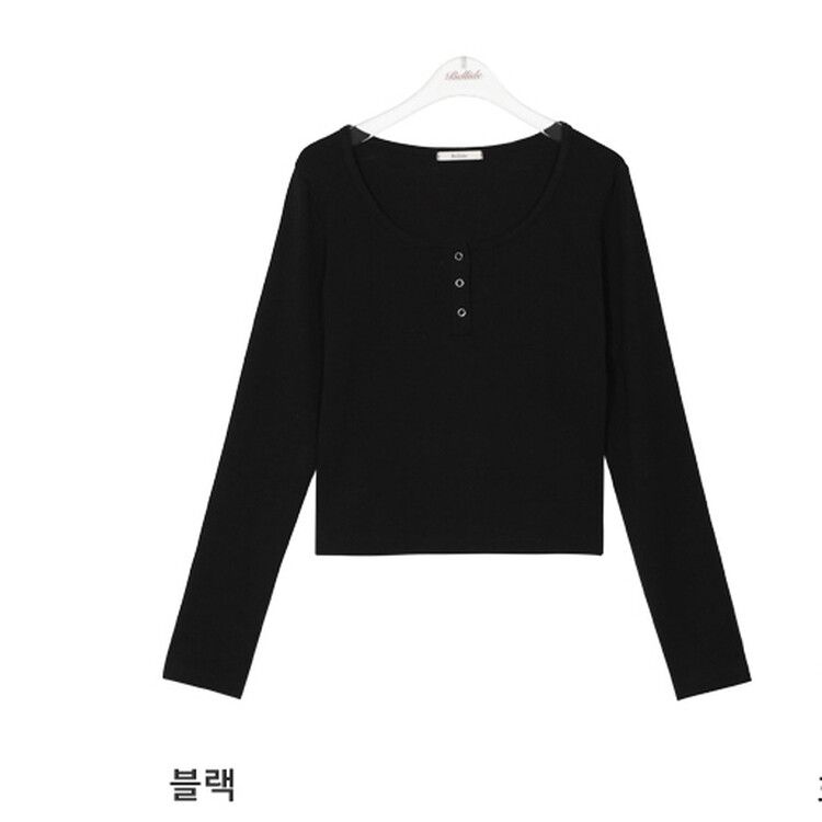 SHEIN 黒 長袖 Vネック ボタン付きシャツ SHEIN 黒 長袖 Vネック