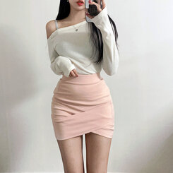 ミニスカート ストレッチフィットクロスラップミニスカート ピンク