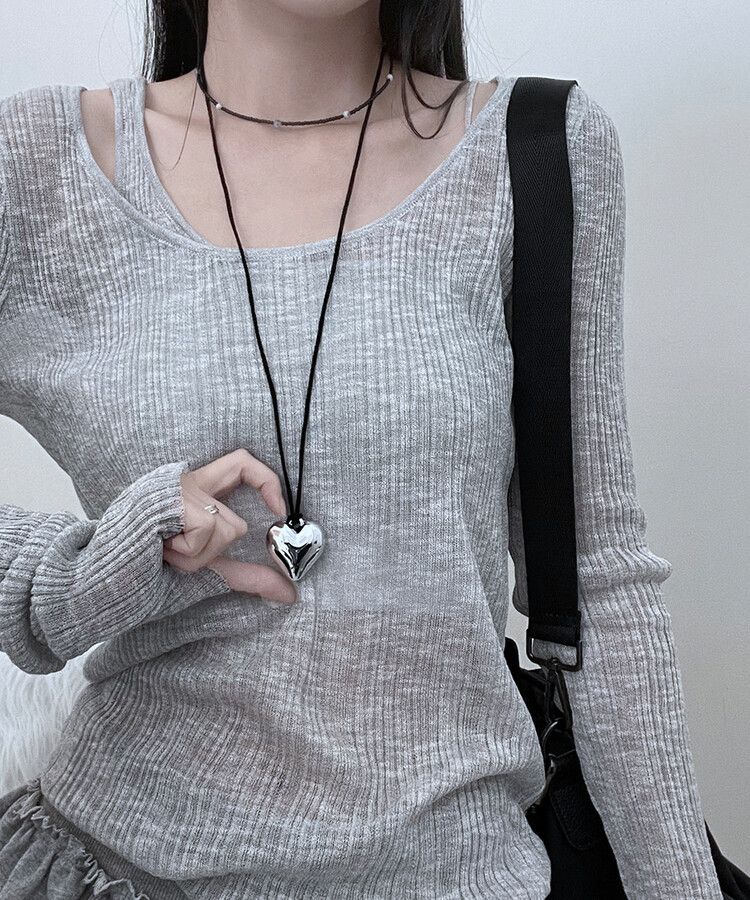SAC3576 ハートペンダントロングネックレス ネックレス - CCOMENG