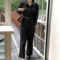 デートルック/ セット価格] グラウン デニム クロップ シャツ