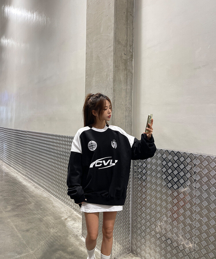 ユニフォームプリントカジュアルルーズスウェット｜スウェット｜韓国