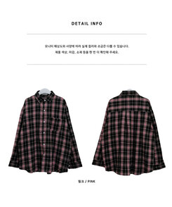 新品未使用タグ付き　ビエラチェックルーズシャツ ピンクチェックルーズフィットウール混シャツ｜シャツ｜韓国