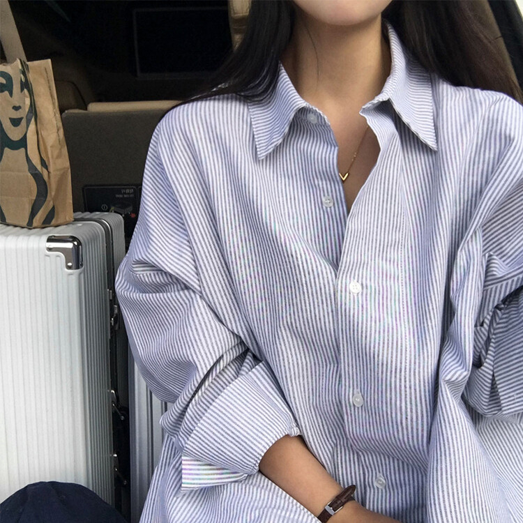 オックスフォードストライプビッグシルエットシャツ｜シャツ