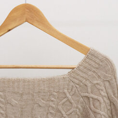 スクエアネックバルーンスリーブケーブルニット6色