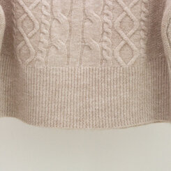 スクエアネックバルーンスリーブケーブルニット6色