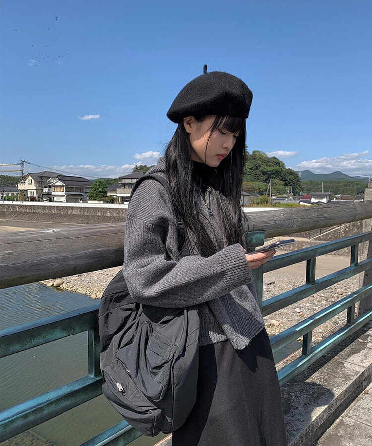 SAC3600 ウールベーシックブラックベレー帽 ファッション雑貨