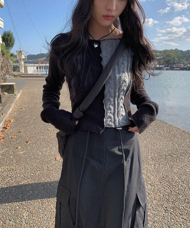 ブラック ケープスタイル ニット TIME SALE】ケープ型ニット 49AV JUNKO SHIMADA｜クロスプラス