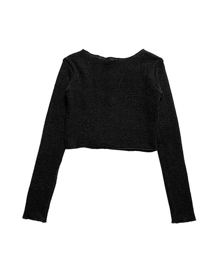 ケーブルバイカラー切替デザインアウトステッチクロップニット ケーブルバイカラー切替デザインアウトステッチクロップニット