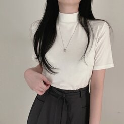 半袖Tシャツ ハーフネックTシャツ ホワイト
