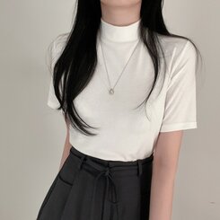半袖Tシャツ ハーフネックTシャツ ホワイト