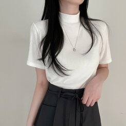 半袖Tシャツ ハーフネックTシャツ ホワイト