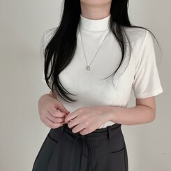 半袖Tシャツ ハーフネックTシャツ ホワイト