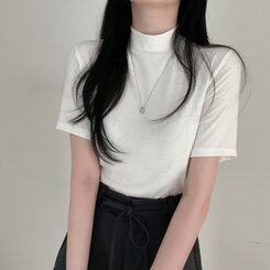 半袖Tシャツ ハーフネックTシャツ ホワイト