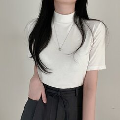 半袖Tシャツ ハーフネックTシャツ ホワイト