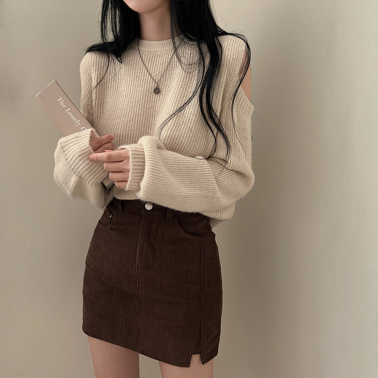 コーデュロイスリットパンツインミニスカート｜ミニスカート