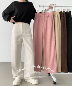 2XL골덴 코듀로이 벨로아 융털기모 롱와이드 팬츠 아이보리