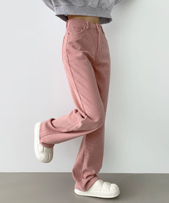 2XL골덴 코듀로이 벨로아 융털기모 롱와이드 팬츠 핑크