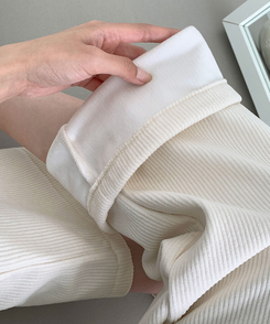 2XL골덴 코듀로이 벨로아 융털기모 롱와이드 팬츠 아이보리