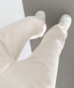 2XL골덴 코듀로이 벨로아 융털기모 롱와이드 팬츠 아이보리