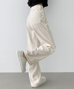 2XL골덴 코듀로이 벨로아 융털기모 롱와이드 팬츠 아이보리