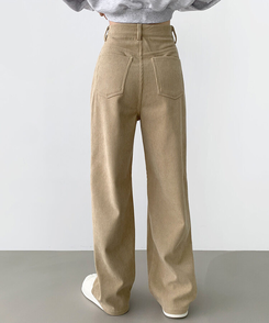 2XL골덴 코듀로이 벨로아 융털기모 롱와이드 팬츠 베이지