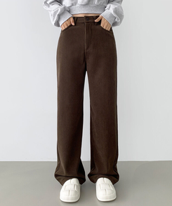 2XL골덴 코듀로이 벨로아 융털기모 롱와이드 팬츠 브라운