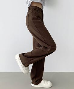 2XL골덴 코듀로이 벨로아 융털기모 롱와이드 팬츠 브라운