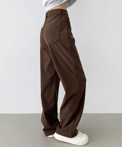 2XL골덴 코듀로이 벨로아 융털기모 롱와이드 팬츠 브라운