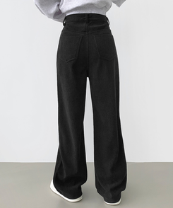 2XL골덴 코듀로이 벨로아 융털기모 롱와이드 팬츠 블랙