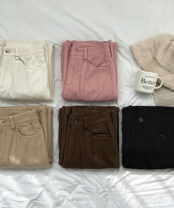 2XL골덴 코듀로이 벨로아 융털기모 롱와이드 팬츠