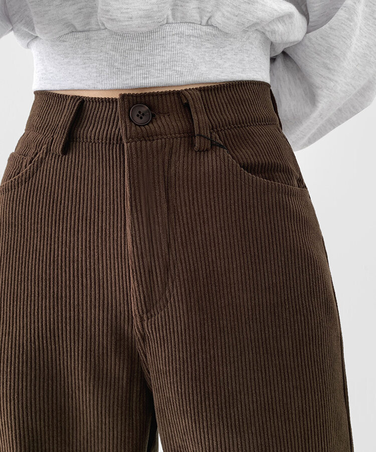 2XL골덴 코듀로이 벨로아 융털기모 롱와이드 팬츠 브라운