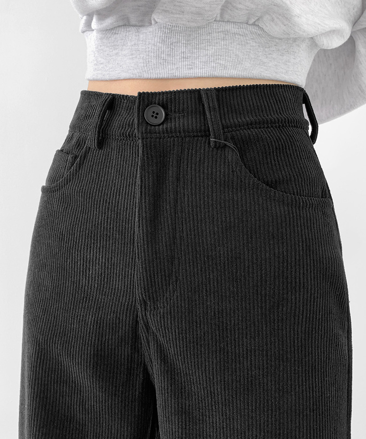 2XL골덴 코듀로이 벨로아 융털기모 롱와이드 팬츠 블랙