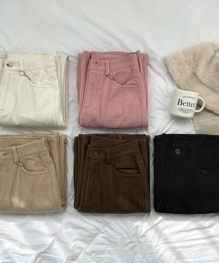 2XL골덴 코듀로이 벨로아 융털기모 롱와이드 팬츠