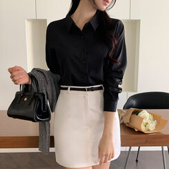 リンクルフリークロップドブラウス Black