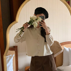 リンクルフリークロップドブラウス Light Beige