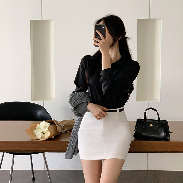 リンクルフリークロップドブラウス Black