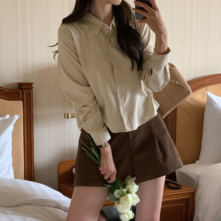 リンクルフリークロップドブラウス Light Beige