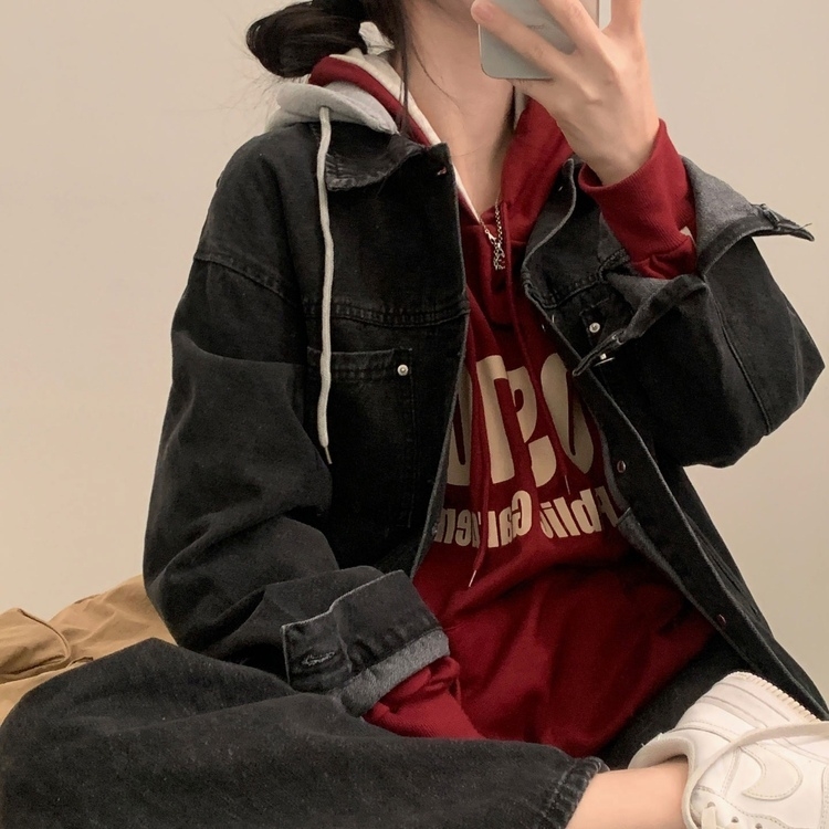 대디 오버핏 남녀공용 빅사이즈 후드 데님 청자켓 3color 흑청