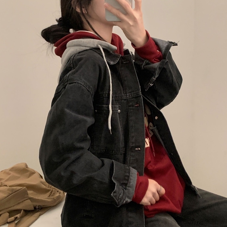 대디 오버핏 남녀공용 빅사이즈 후드 데님 청자켓 3color 흑청