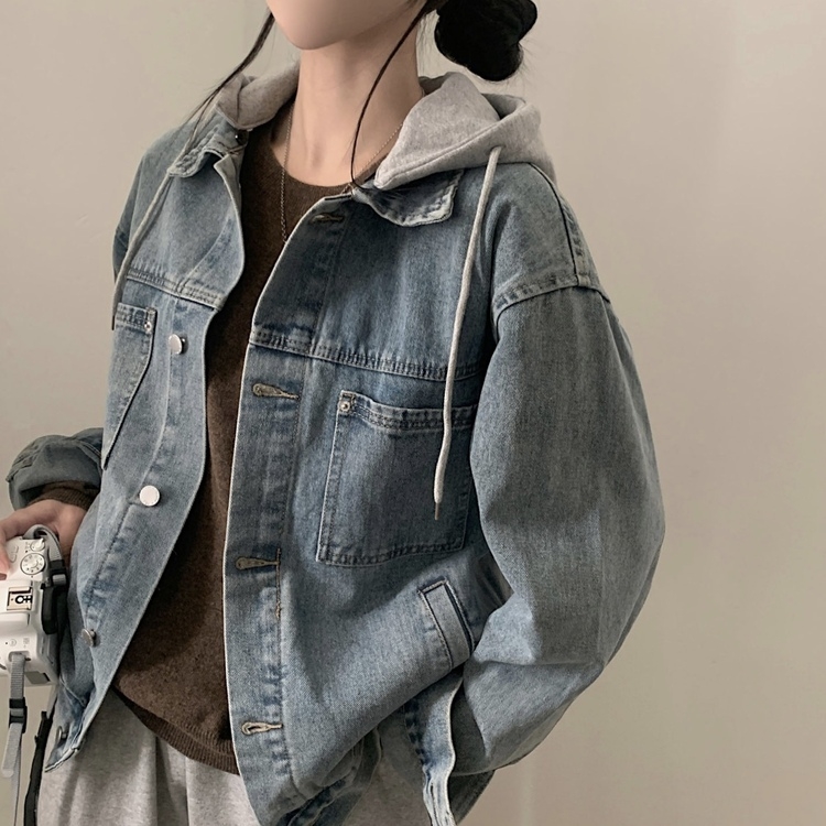대디 오버핏 남녀공용 빅사이즈 후드 데님 청자켓 3color 연청