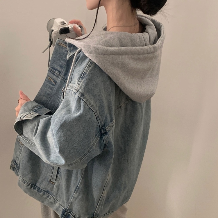 대디 오버핏 남녀공용 빅사이즈 후드 데님 청자켓 3color 연청